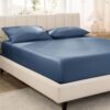 Bare Home 100% Organic Cotton Sateen Fitted Sheet (Queen, Bering Sea)