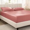 Bare Home 100% Organic Cotton Sateen Fitted Sheet (Twin XL, Dusty Rose)
