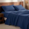 Bare Home Full Flannel Sheet Set 100% Cotton (Full, Dark Blue)