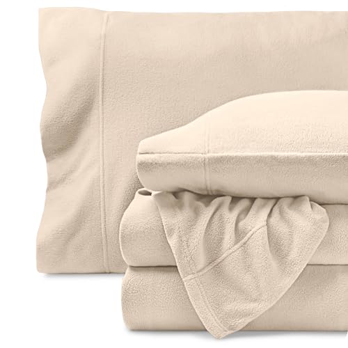 Bare Home Super Soft Fleece Sheet Set - Twin Size - Extra Plush Polar Fleece, No-Pilling Bed Sheets - All Season Cozy Warmth (Twin, Sand)