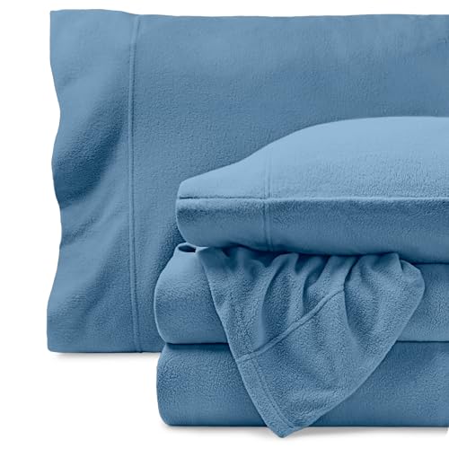 Bare Home Super Soft Fleece Sheet Set - Twin Size - Extra Plush Polar Fleece, No-Pilling Bed Sheets - All Season Cozy Warmth (Twin, Coronet Blue)