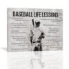Baseball Sports Wall Art Baseball Life Lessons Wall Decor Baseball Sign Retro Poster Boy Men Room Motivational Decorations Canvas Print Painting Artwork for Bedroom Bathroom Living Room Unframed 12"x16"