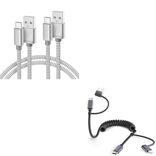 Basesailor USB A to USB C Cable 6.6FT 2Pack Bundle with Car Charger Cord Coiled,Compatible with iPhone 17 16 15 Pro Max, iPad 10 Air 4 5