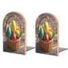 Basket and Easter Eggs Wooden Bookends for Shelves 1 Pair