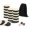 Baspoom Checkers Pieces -Backgammon Pieces-Dark Brown/Natural 15tablets Each (Black and Beige, 32mm/1.25in)
