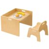 Bateso Montessori Weaning Table and Chair Set for Toddler 1-3, Wooden Baby Table and Chair Set for Eating, Laerning & Playing, Montessori Kids Furniture for Home or Preschool