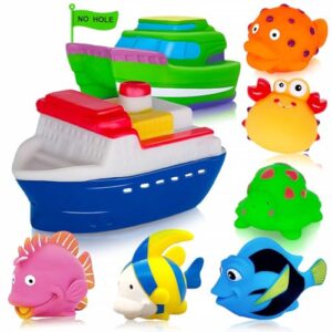 Bath Toys for Kids Ages 1-3 - Christmas Stocking Stuffers - Birthday Gifts for 1 2 3 Year Old Boys Girls Mold Free Bath Toy - Toddler Pool Bathtub Water Table Toys for Babies 6-12 Months Toy Boats