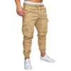 bawilom Men's Cargo Jogger Pants Drawstring Waist with Side Pockets Khaki