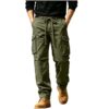bawilom Men's Cargo Pants Drawstring Waist Multiple Pockets Army Green