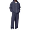 bawilom Men's Sweatsuits Full Zip Hoodie And Wide Leg Pants Set