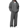 bawilom Men's Sweatsuits Full Zip Hoodie And Wide Leg Pants Set