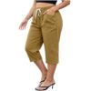 bawilom Women's Plus Size Capri Pants Drawstring Waist with Pockets Khaki