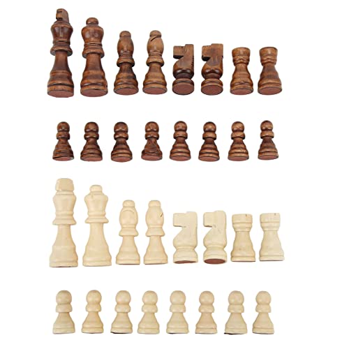 Baxnore 32PCS International Chess Pieces Dual Color Wooden Chess Figures for Board Games Wood Glossy Appearance Wear with Soft Felt Bottom for Home Entertainment Family Game Night