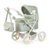 Bayer Design: Doll Pram Trendy - Green & Flowers - Play Push Stroller, Handbag, Adjustable Handle, Foldable, Toy Care Accessory Fits 18" Dolls, Kid 3+