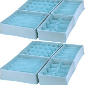 Bazasa Dresser Drawer Organizer 8 Pack Clothes Underwear Sock Storage Dark Gray Drawer Dividers Blue Foldable Closet Organizer Storage Box Dresser Drawer Organizers