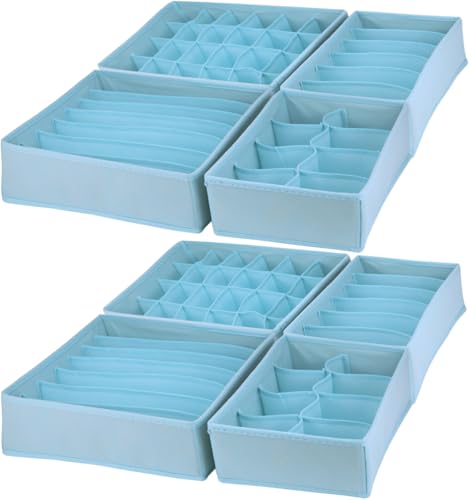 Bazasa Dresser Drawer Organizer 8 Pack Clothes Underwear Sock Storage Dark Gray Drawer Dividers Blue Foldable Closet Organizer Storage Box Dresser Drawer Organizers