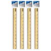 BAZIC Products 12 in Wooden Ruler, Inch & Metric (30 cm), 4-Pack