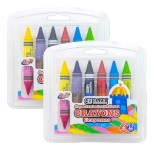 BAZIC PRODUCTS Double-Ended Jumbo Crayons, 12 Colors, Non-Toxic, 2-Pack