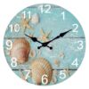 Beach Blue Non Ticking Round Living Room Bedroom Bathroom Kitchen Office Clock