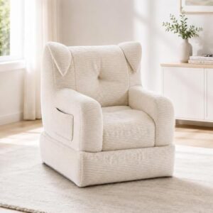 Bean Bag Chair, Foldable Floor Sofa, Memory Foam, Corduroy, Bonus Cat Bed