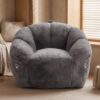 Bean Bag Chair for Adults, Cozy Faux Fur Chairs with Memory Foam, Oversized Cute Cat Bean Bag Sofa for the Living Room, Den, or Bedroom,Gery
