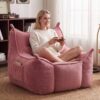 Bean Bag Chair for Adults & Kids, Giant Bean Bag Sofa with Side Pocket,