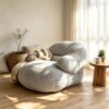 Bean Bag Chair for Adults, Oversized Memory Foam Fluffy Bean Bag for Personal Apartment, Bedroom and Living Room Soft Flannel Floor Chair Sofa for Comfy Relaxing Reading(Gray)