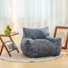 Bean Bag Chair for Adults with Armrests - Oversized Comfy Beige Beanbag Lounge Lazy Floor Sofa Chair for Living Room, Bedroom & Dorm, Cozy Fluffy Single Cloud Mini Couch