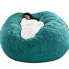 Bean Bag Chairs, 5/6/7/8ft Giant Bean Bag Cover for Adults, Big Round Soft Fluffy Faux Fur Bean Bag Lazy Sofa Bed Cover, Comfortable Chair for Bedroom, Machine Washable