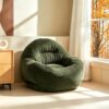 Bean Bag Cover Corduroy Comfy Lounge Armchair Cover for Adults (Green)