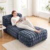 Bean Bag Lounger Chair Memory Foam Bean Bag Chair Boneless Chaise Chairs Bean Bag Sofa for Adults Faux Fur Beanbags Lazy Floor Sofa for Living Room, Bedroom