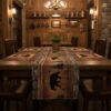 Bear Hunting Table Runner Cabin Lodge Farmhouse Table Runners Nature Wildlife Buffalo Dining Room Rectangular Runner Decor for Indoor Outdoor Home Party 13X90 Inch