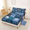 Bear Sheet Set Cute Elk Print Sheets with Deep Pocket Fitted Sheet for Teens Farmhouse Wild Animals Style Bed Sheets Set Plaid Grid Geocmetric Blue Black Bedding Set 4Pcs With 1 Pillow Case Twin