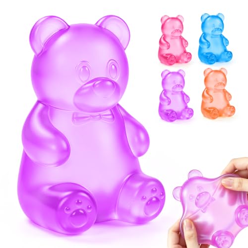 Bear Squishy, Stress Bear Taba Squishy, Taba Squishy Toys for Kids, Stress Balls Valentines Day Gifts Birthday Gifts Party Favors-Purple