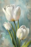 Beautiful White Tulips Jigsaw Puzzle for Adults, Minimalist Floral Puzzle for Bathroom Interior Decor and Handmade Style Gifts
