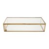Beavorty Vintage Glass Jewelry Box Rectangle with Metal Frame and Lid, Display Organizer for Bedroom or Living Room, Compact Storage Solution for Rings, Bracelets, and Trinkets