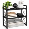 Becomrock Adjustable Desktop Bookshelf, Metal Desk Shelf Organizer, Black