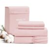 BEDELITE 100% Cotton Flannel Sheets Full Size, Pink, 4 Pieces