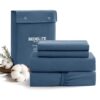 BEDELITE 100% Cotton Flannel Sheets Queen Size, Navy Blue, 4 Pieces