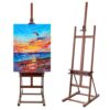 Beechwood H-Frame Artist Studio Easel with Wheels and Storage Tray, Brown