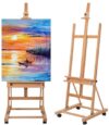 Beechwood H-Frame Artist Studio Easel with Wheels and Storage Tray, Natural