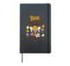 Bee Happy Read More Bookworm books Reader Floral Library Hardcover Journal, Black