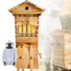 Beehive Starter Kit with Observation Window, Honey Spout, and Beekeeping Suit - Complete Bee Box for Garden Pollinators and Carpenter Bees