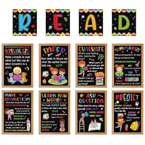 BelleAngle 36pcs Reading Strategy Posters Classroom Decorations Educational Reading Bulletin Board Set for Kindergarten PreSchool Daycare Library Elementary