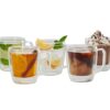 BEN & JANE Double Wall Glass Mug Set, 6-Piece Clear Insulated Coffee, Tea, and Latte Cups, Thermal Heat-Resistant Borosilicate Glassware, Microwave and Dishwasher Safe