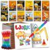 BenLouis 12 Construction Coloring Books with 12 Stacking Crayons for Kids
