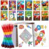 BenLouis 12 Hero Mini Coloring Books with 12 Stacking Crayons for Kids
