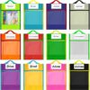 Berlune 12 Pcs Book Pouches Bulk 12.6 x 9.8 x 1.8 Inches Clear Pocket Bags Reading Bags Book Pouches Colorful Reading Protector Supplies for Back to School Gifts