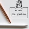 Bernese Mountain Dog Peeking Ex Libris Book Stamp, Duo Hand Mount