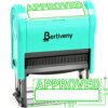 Bertiveny Approved Stamp Teal Office Stamps Self Inking Approved Stamps for Business Supplies Turquoise Rubber Approve Stamps with Date for Office Supplies (Approved-Green)